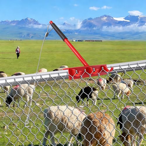 Chain Link Fence Stretcher Tool with Steel Cable Hook, 1 Pack | Chain Link Fence Tools with 27.5" Steel Cable Hook for Stretching and Tensioning Top Rails and Fence Mesh