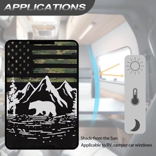 American Flag Mountain Print RV Door Windows Shade Universal Travel Trailer Sun Shade 17.3"x 26" Inches RV Entry Door Window Shade RV Blackout Shades Sunproof Keep Car Cool - color: American Flag Mountain