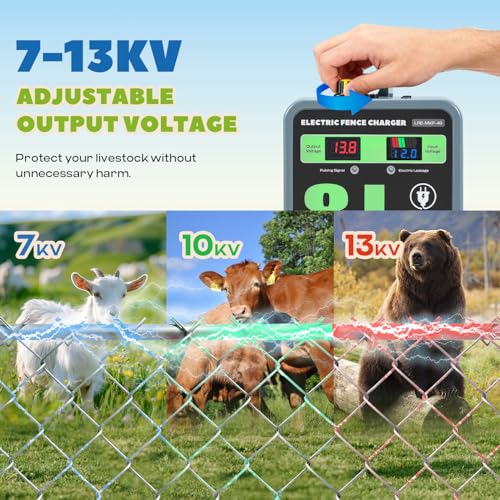 8J AC/DC Electric Fence Charger, 40KM Range