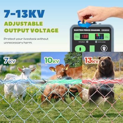 8J AC/DC Electric Fence Charger, 40KM Range