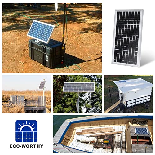ECO-WORTHY 10W Solar Panel Battery Charger Portable for Charging 12V Battery or Vehicle Gate Opener,Electrical Fence Chicken Coop Lawn Tractor Boat - size: 10W Panel