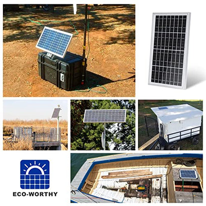 ECO-WORTHY 10W Solar Panel Battery Charger Portable for Charging 12V Battery or Vehicle Gate Opener,Electrical Fence Chicken Coop Lawn Tractor Boat - size: 10W Panel