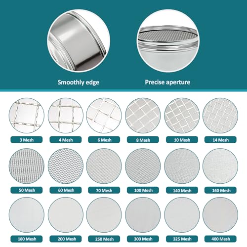 Full 304 Stainless Steel Mesh Sieve Screen, LVDALAB 18 Mesh (1mm) Aperture, 2.4inch(6CM) Dia Standard Sample Analysis Test Sieves Sifters Strainer for Industrial Laboratory Homes - size: 18 Mesh(1mm)/Ф2.4in(6CM)