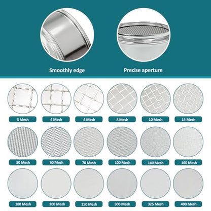 Full 304 Stainless Steel Mesh Sieve Screen, LVDALAB 18 Mesh (1mm) Aperture, 2.4inch(6CM) Dia Standard Sample Analysis Test Sieves Sifters Strainer for Industrial Laboratory Homes - size: 18 Mesh(1mm)/Ф2.4in(6CM)
