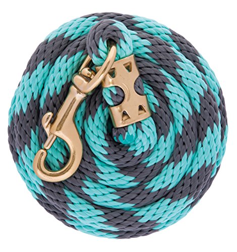 Weaver Equine 8' Horse Lead Rope with Brass-Plated Snap - color: Gray/Mint