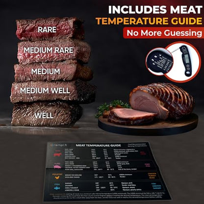 Meat Thermometer | Ultra-Fast & Waterproof | Bright Backlight & Food Grade Probe | Auto Shut-Off | Includes Meat Temperature Chart | Perfect for Kitchen & Grilling