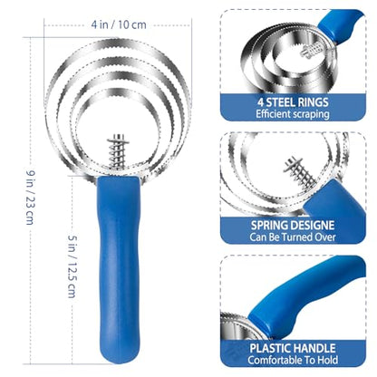 2 Pack 4 Rings Double Sided Curry Comb, Stainless Steel Curry Comb with Soft Touch Grip