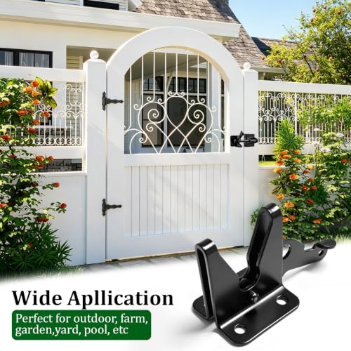 Self Locking Gate Latch for Wooden Fence,Door Latch for Wood Gate,Black,1 Pack