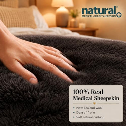 Natural Medical Sheepskin Pad, Non-Slip Back, Charcoal, 24 x 36 in, 1 Pack - color: Charcoal Grey, size: 24x36 Inch (Pack of 1)