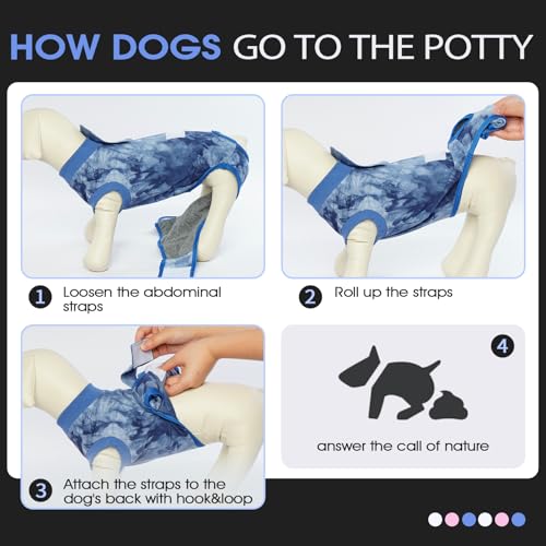 FUAMEY Recovery Suit for Dogs After Surgery,Soft Breathable Dog Bodysuit - color: Blue Tie Dye, size: Xs(back:8.3-11.4in,wt:4-7lbs)