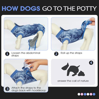 FUAMEY Recovery Suit for Dogs After Surgery,Soft Breathable Dog Bodysuit - color: Blue Tie Dye, size: Xs(back:8.3-11.4in,wt:4-7lbs)