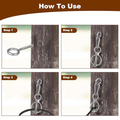 Horse Tie Ring (1 Pack) - Safe & Humane Horse Training Equipment with Magnetic Release, Eye Bolt & Quick Snap - Stainless Steel Tack to Prevent Horses from Pulling Back