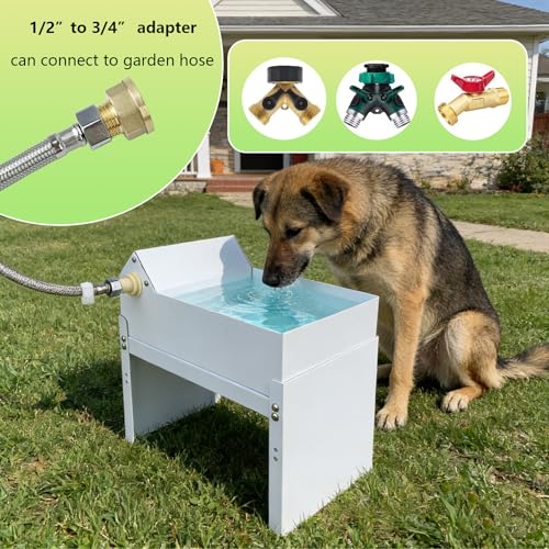 Automatic Dog Water Bowl Dispenser 6.5 Liter Self Refilling Water Bowl for Cat Dog Poultry Auto Fill Waterer with Float Valve Outdoor Indoor Pet Drinking Trough Fit GHT 3/4" Faucet