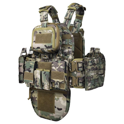 YAKEDA Tactical Training Vest with PALS System - Multi-Pocket Adjustable Straps Quick-Release Buckle for Hunting - color: Camouflage