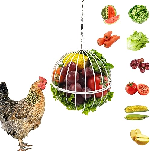 Hanging Chicken Feeder 7.1 Inch Chicken Veggie Treat Ball 1PCS White - color: White