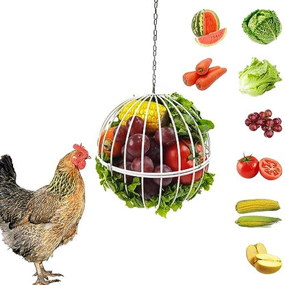 Hanging Chicken Feeder 7.1 Inch Chicken Veggie Treat Ball 1PCS White - color: White