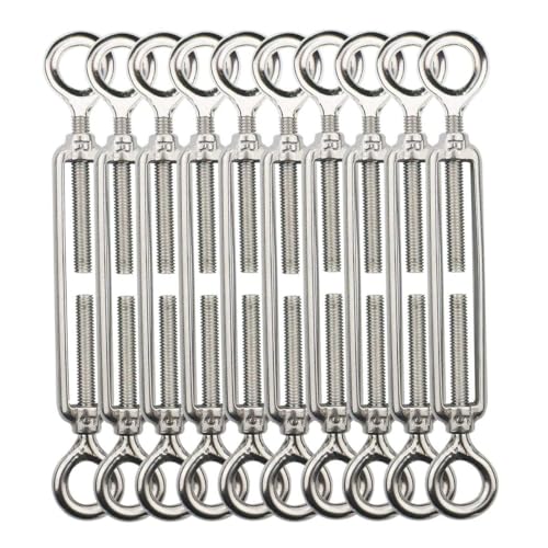 TooTaci 10 Pack M5 Turnbuckle, 304 Stainless Steel Turnbuckle Eye and Eye | Turnbuckle Wire Tensioner, Adjustable Turnbuckles for Cables Wire, Cable Tightener for Tension, Garden Trellis, Cable Railing - size: M5 OO-10Pcs