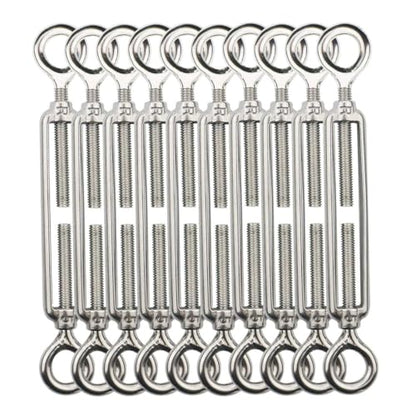TooTaci 10 Pack M5 Turnbuckle, 304 Stainless Steel Turnbuckle Eye and Eye | Turnbuckle Wire Tensioner, Adjustable Turnbuckles for Cables Wire, Cable Tightener for Tension, Garden Trellis, Cable Railing - size: M5 OO-10Pcs