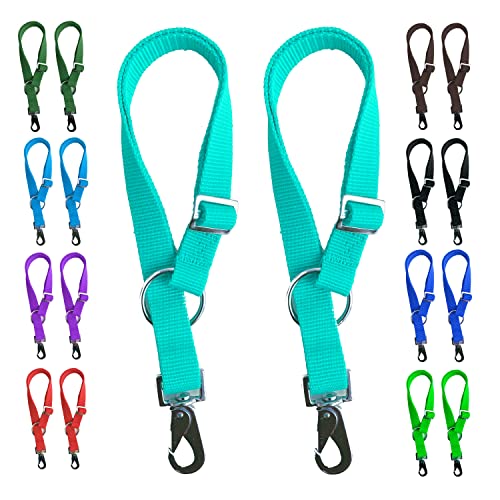 Majestic Ally Pack of 2 Horse Water Bucket Strap Hangers - Adjustable 18” to 30” length – for Indoor or Outdoor Use - color: Turquoise