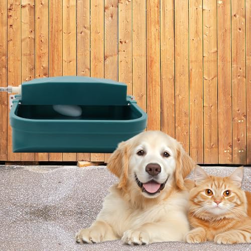 Automatic Dog Water Bowl 9L/300oz Large for Chicken Cattle Horse Sheep Goat | Wall mounted chew‑proof With 78.74”Garden Hose Float Valve Easy to clean with drainage hole Easy to Clean Outdoor Indoor