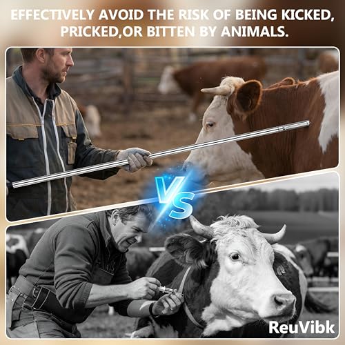 20ml Long Pole Syringe for Cattle & Horses | Adjustable Lengths 22"38"54"70"85" | Safe Remote Injection Reduces Animal Stress & Maintains Physical Distance - size: 20ML