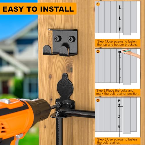 36" Cane Bolt Drop Rod for Gate, Heavy Duty Gate Latch 2 Pack - color: 36"-Black, size: 2 Pack