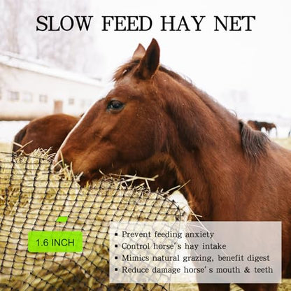 Large Round Bale Hay Net, 6 * 6FT Slow Feed Hay Net for Horses with 5mm Holes, Heavy Duty Haynet for Round Bale or Square Bale - size: 6*6FT