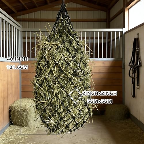 Ultra Slow Feed 2"x2" Holes 40” Hay Net for Horses and livestocks,Strong Load-Bearing Hay Bag Hanging for Horse Stable Trailer