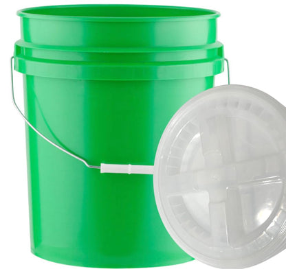 House Naturals 5 Gallon Food Grade Plastic Bucket with Air Tight Screw on Lid Made in USA Container (Green Bucket with Clear Lid) - color: Green Bucket With Clear Lid