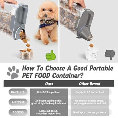 Dog Cat Food Storage Container with Cup (Dark Gray, 5L) - color: Dark Gray, size: 5L