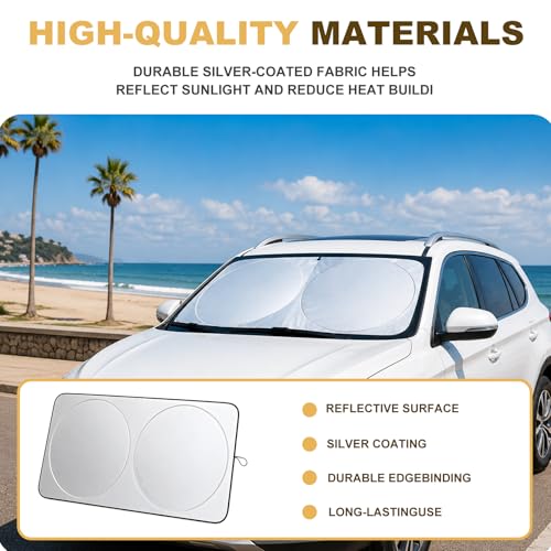 Car Windshield Sunshade, Front Window Heat Blocker Automotive Sun Screen, Foldable Sun Visor Cover Vehicle Front Windshield Shades for UV Protection, Car Accessories (Small) - color: S(150*70cm)