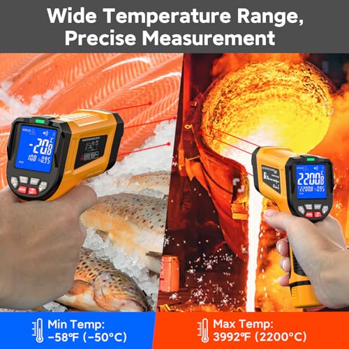 58°F to 3992°F Infrared Thermometer Gun,Triple Laser, 50:1 D/S - color: Yellow/-58°F to 3992°F
