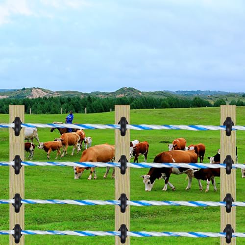 Electric Fence Wire 3379 Feet 1030 Meters, 6 Stainless Steel Strands Electric Polywire with Rust Resistance and Reliable Conductive, UV Resistant, Portable Electric Livestock Fencing - size: 3379FT/1030M