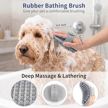 5-in-1 Dog Grooming Kit with Self Cleaning Brush & Rake, Grey - color: Gray