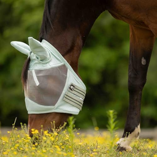 Equinavia Algard Soft Mesh Horse Fly Mask with Ears, 45 SPF UV Protection - color: Misty Jade, size: Cob