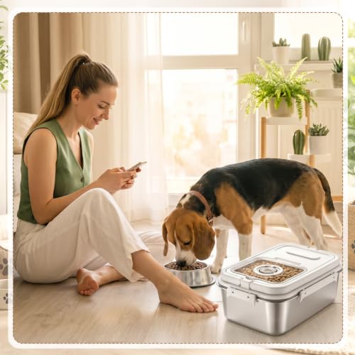 7-13 lb Stainless Steel Dog Food Storage Container - size: 7-13 lb, style: Square Box