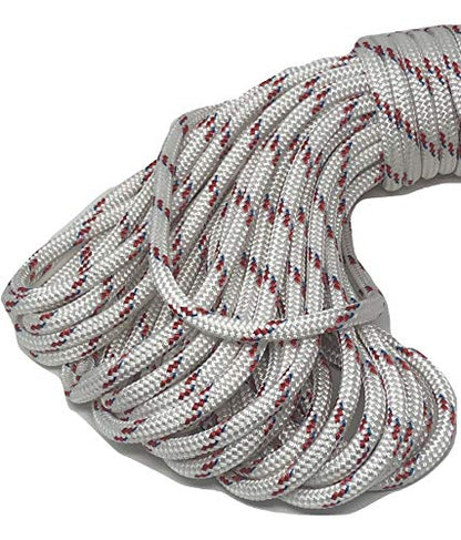 Blue Ox Rope 7/16" Yacht Braid Premium Polyester, White/red/Blue, 300 ft - size: 300 feet