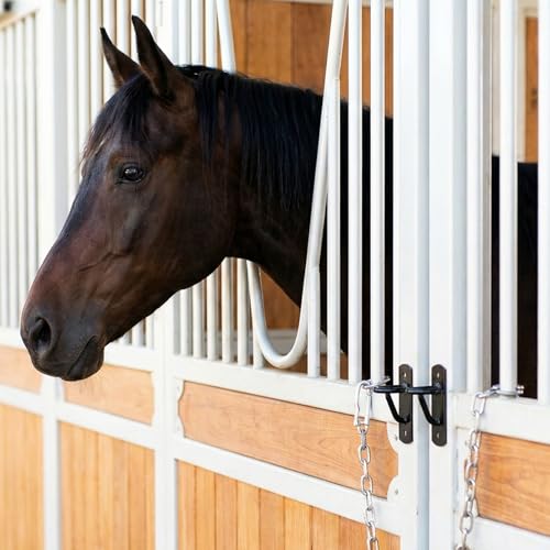 6 Pcs Bucket Hangers Hooks Heavy Duty Horse Water Feed Bucket Hooks for Metal Equestrian Stalls Barn Farmhouse Supplies with Screws Black