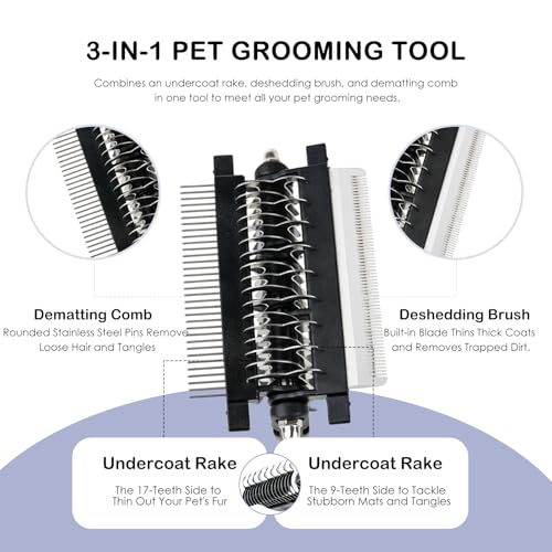 3-IN-1 Pet Deshedding and Grooming Brush Tool