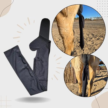 Ranch Hand Premium Lycra Tail Bag – Horse Tail Bag Made from Durable Stretchable Lycra – Gentle on Hair and Free from Damage – Horse Tail Protection Bag for Grooming – 24 Inches - Black - color: Black