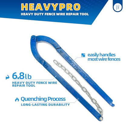 Fence Wire Repair Tool - 6.8lb Heavy-Duty Barbed Wire Repair Tool with Lifetime Replacement Guarantee, Corrosion-Resistant Iron Build, Fits Electric, Horse, Mesh Fencing