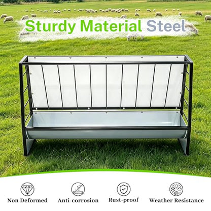 30 Gallon Heavy Duty Pasture Hay Feeder, Galvanized Steel Outdoor Livestock Hay Feeder for Mini Goats, Pony, Sheep and Mini Horses