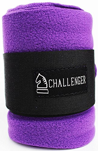 CHALLENGER 10ft Horse Grooming Leg Polo Wrap Set of 4 Soft Fleece 95R - color: Purple