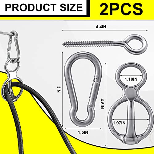 Dunzy 2 Sets Horse Tie Ring, Horse Tack and Supplies Horse Training Equipment Safe Horse Accessories with Eye Bolt, Tie Rings (Silver)