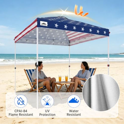 EAGLE PEAK 8x8 Pop Up Canopy Tent Easy Up Canopy Outdoor, American Flag - color: American Flag, size: 8x8