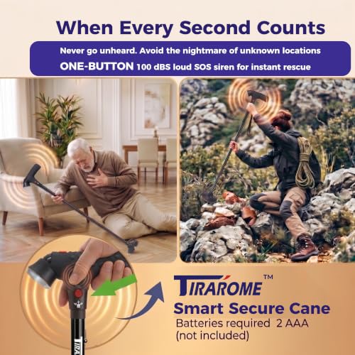 Walking Cane for Men & Women, Smart Cane with Alarm & Light | Foldable,Free Standing, All Terrain, Collapsible, Second Handle, Adjustable, Travel Bag, Seniors & Adults - size: 31-34.5" Cane ( Fit 5'0" - 5'7" )