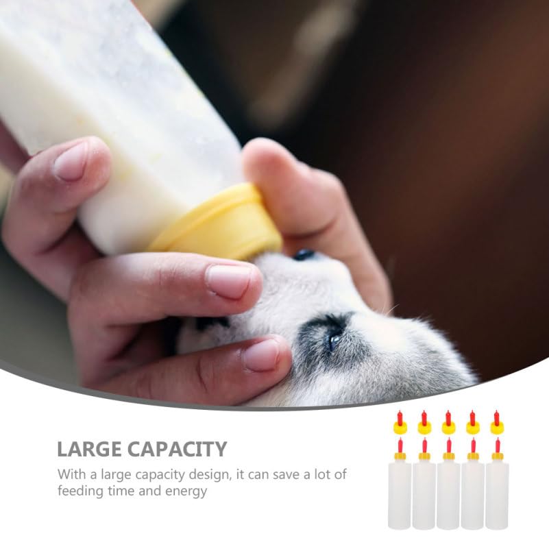 5Pcs Goat Bottles, 400ml/13fl oz Baby Goat Bottles with 5pcs Long Nipples for Feeding Baby Lambs, Lamb Milk Replacer Supplies Kid Livestock Drink Nipples for Farm Livestock Feeding