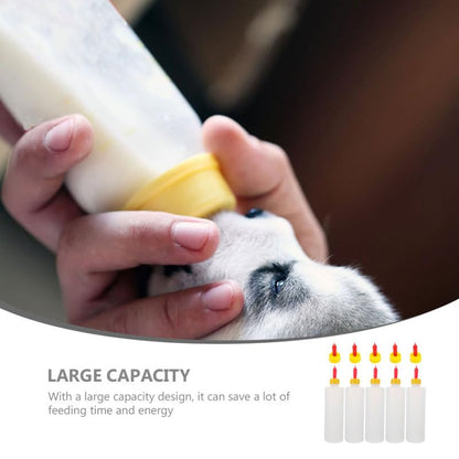 5Pcs Goat Bottles, 400ml/13fl oz Baby Goat Bottles with 5pcs Long Nipples for Feeding Baby Lambs, Lamb Milk Replacer Supplies Kid Livestock Drink Nipples for Farm Livestock Feeding