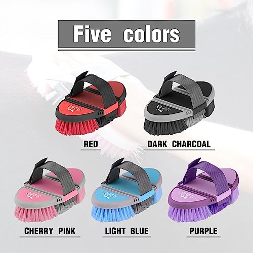 Harrison Howard Flexible Finish Horse Grooming Brush - Bendable, Comfortable Hold, Light Blue - color: Light Blue