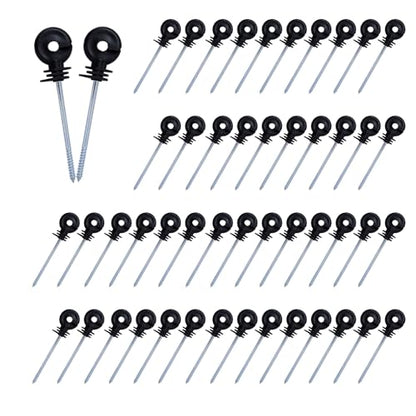 50x 5.9 Inch Electric Fence Wire Insulator Stand Off Screw in Insulator Fence Post Insulator Long Arm Wood Post Insulator for Tape Rope Electric Wire Animal Agricultural Garden Fence Black